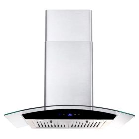 30 Inch Wall Mounted Range Hood 700CFM Tempered Glass Touch Panel Control Vented LEDs