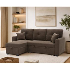 Sleeper Sofa, Sectional with Pull-Out Bed, Reversible Chaise, Storage Sectional,Small Space Solution, Convertible Sofa Bed, Living Room Furniture, L-S