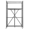 4-Tier Foldable Storage Shelf, 36W x 21D x 60H Inch Folding Metal Rack Shelving Unit, No Assembly Organizer Shelf with 5 Wheels & 4 Hooks for Pantry