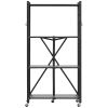 4-Tier Foldable Storage Shelf, 28W x 13D x 54H Inch Folding Metal Rack Shelving Unit, No Assembly Organizer Shelf with 5 Wheels & 4 Hooks for Pantry