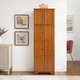 72.4" Tall Storage Cabinet Tall Storage Cabinet with 8 Doors and 4 Shelves ,Bookshelf Living Room, Kitchen, Dining Room