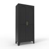 71'' 2 Shapely Doors Cabinet, Metal Storage Cabinet with Doors and Adjustable Shelves, for Bedroom, Living Room, Kitchen(Black)