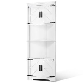 68" Tall Corner Storage Cabinet, 6 Tiers Farmhouse Storage Cabinet with 4 Wooden Doors & Adjustable Shelves