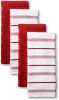 Kitchen Towel 4-Pack Set, Passion Red/White, 16"x26"