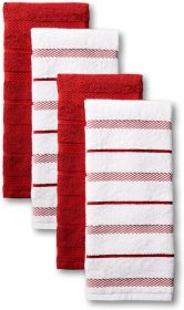 Kitchen Towel 4-Pack Set, Passion Red/White, 16"x26"