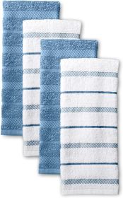 Albany Kitchen Towel 4-Pack Set, Blue Velvet/White, 16"x26"