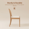Rattan Dining Chairs Set of 2, Upholstered Linen Dining Room Chairs with Backrests, Modern Kitchen Chairs with Wood Legs for Dining Room, Beige