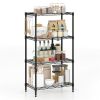 4-Tier Heavy-Duty Metal Wire Shelving, 600 lbs Total Load Capacity with Anti-Toppling Kits for Garage & Kitchen