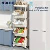 5 Tier Plastic Rolling Utility Cart for Office Living Room Kitchen Bedroom and Garage Movable Storage Rack with Simple Modern Design Multi Layer Shelv