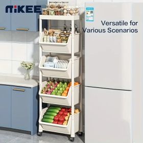 5 Tier Plastic Rolling Utility Cart for Office Living Room Kitchen Bedroom and Garage Movable Storage Rack with Simple Modern Design Multi Layer Shelv