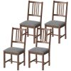 Set of 4 Dining Chairs, Upholstered Dining Room Chairs with Rubberwood Legs and Slat Backrest for Kitchen, Gray