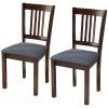 Dining Chairs Set of 2 Linen Upholstered Kitchen Chairs with Rubberwood Legs for Dining Room Living Room Espresso Gray