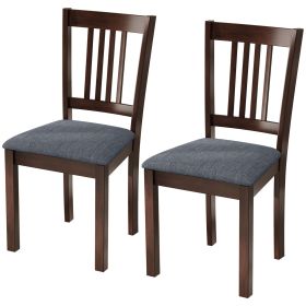 Dining Chairs Set of 2 Linen Upholstered Kitchen Chairs with Rubberwood Legs for Dining Room Living Room Espresso Gray