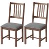 Set of 2 Dining Chairs, Upholstered Dining Room Chairs with Rubberwood Legs and Slat Backrest for Kitchen, Gray