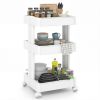 3 -Tier DIY Rolling Storage Cart,15.5" × 14.5" × 30" with Detachable Ventilated Trays for Kitchen & Bathroom