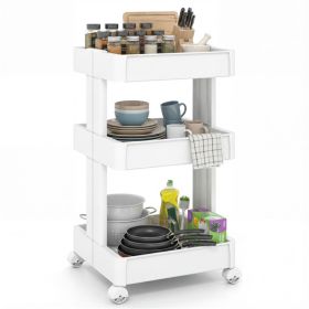 3 -Tier DIY Rolling Storage Cart,15.5" × 14.5" × 30" with Detachable Ventilated Trays for Kitchen & Bathroom