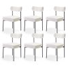 Boucle Dining Chairs Set of 6, Mid Century Modern Sherpa Accent Chairs, Upholstered Side Chair for Dining Table