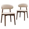 Light Camel Flannelette Upholstered Dining Chair with Walnut Solid Wood Legs, Armless Chair Set of 2 for Kitchen, Restaurant, Living, Meeting Room