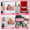 2 Pack Bow Magnetic Spice Rack for Refrigerator Metal Magnet Basket Shelf for Fridge Seasoning Storage Organizers Home Decor Kitchen Accessories (Pink