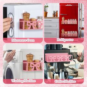 2 Pack Bow Magnetic Spice Rack for Refrigerator Metal Magnet Basket Shelf for Fridge Seasoning Storage Organizers Home Decor Kitchen Accessories (Pink