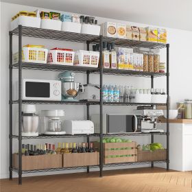 58''W Adjustable Storage Shelves 1500LBS NSF Wire Shelving Unit 5 Tier Metal Shelving for Storage Rack Shelves for Storage Heavy Duty Garage Shelf Pan