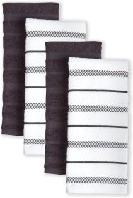 Kitchen Towel 4-Pack Set, Matte Black/White, 16"x26"