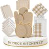 20 Piece Kitchen Linen Set - Soft Absorbent Cotton Dish Towels, Reusable Terry Dish Cloths, Flour Sack Towels for Baking