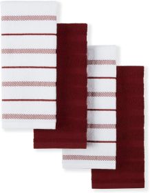 Kitchen Towel 4-Pack Set, Smoked Paprika Red/White, 16"x26"