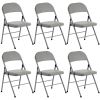 [Same Code: 31709558]6pcs Elegant Foldable Iron & PVC Chairs for Convention & Exhibition Gray