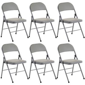 [Same Code: 31709558]6pcs Elegant Foldable Iron & PVC Chairs for Convention & Exhibition Gray