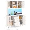 73 Inch White Kitchen Pantry Cabinet with Customizable LED Lights & Built-in Charging Station (USB/Type-C/AC Outlets)