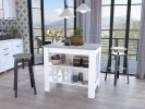 Brooklyn Kitchen Island, Three Concealed Shelves