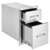 Outdoor Kitchen Drawers 13" W x 20.4" H x 20.8" D, Flush Mount Double BBQ Access Drawers with Stainless Steel Handle