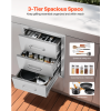 Outdoor Kitchen Drawers 16" W x 21.5" H x 18" D, Flush Mount Triple Access BBQ Drawers with Stainless Steel Handle