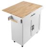 Kitchen Island Cart with Solid Wood Top, 35.4" Width Mobile Carts with Storage Cabinet, Rolling Kitchen Table with Spice Rack, Towel Rack