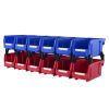 Plastic Storage Bin, (11-Inch x 5-Inch x 5-Inch), Hanging Stackable Storage Organizer Bin, Blue/Red, 12-Pack
