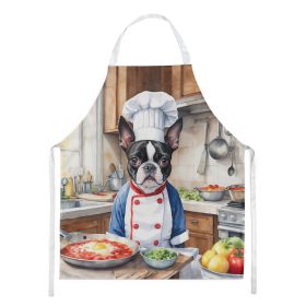 Boston Terrier The Chef Apron Cooking Kitchen Server Baking Crafts Gardening for Adult Women Men, Unisex, Large, Multicolor