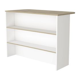 White and Light Pine 3-Tier Shelf Kitchen Island