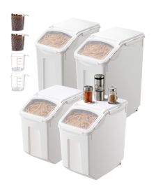 Rice Storage Container, 3.5Gal/15Lx2 + 4.5Gal/20Lx2 Large Dog Food Dispenser Bin, Kitchen Ingredient Grain Cereal Bin, Pet food Containers with Wheels