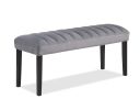 1pc Gray Black Bench Dining Room Velvet Fabric Upholstery Kitchen Dining Wooden Furniture