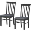 Wooden Dining Chairs Set of 2, Farmhouse Upholstered Kitchen Chairs with Rubber Wood Frame, Black and Gray