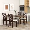 Dining Chair Set of 2 Wood Kitchen Chairs with Upholstered Seat Cushion and Rubber Wood Legs
