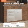 Outdoor Kitchen Door Drawer Combo 29.5" W x 22.6" H x 21.7''D, Access Door/Triple Drawers with Propane Drawer and Adjustable Garbage Ring