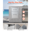 Outdoor Kitchen Drawers 13" W x 20.4" H x 20.8" D, Flush Mount Double BBQ Access Drawers with Stainless Steel Handle