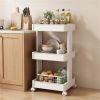 3 -Tier DIY Rolling Storage Cart,15.5" × 14.5" × 30" with Detachable Ventilated Trays for Kitchen & Bathroom