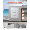 Outdoor Kitchen Drawers 16" W x 21.5" H x 18" D, Flush Mount Triple Access BBQ Drawers with Stainless Steel Handle