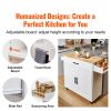 Kitchen Island Cart with Solid Wood Top, 35.4" Width Mobile Carts with Storage Cabinet, Rolling Kitchen Table with Spice Rack, Towel Rack