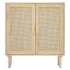 Rattan Cabinet, Rattan Storage Cabinet with 2 Magnetic Doors and Adjustable Shelves, Sideboard Buffet Cabinet for Hallway, Entryway, Living Room