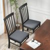 Wooden Dining Chairs Set of 2, Farmhouse Upholstered Kitchen Chairs with Rubber Wood Frame, Black and Gray