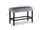 1pc Gray Black Counter Height Bench Dining Room Velvet Fabric Upholstery Kitchen Dining Wooden Furniture